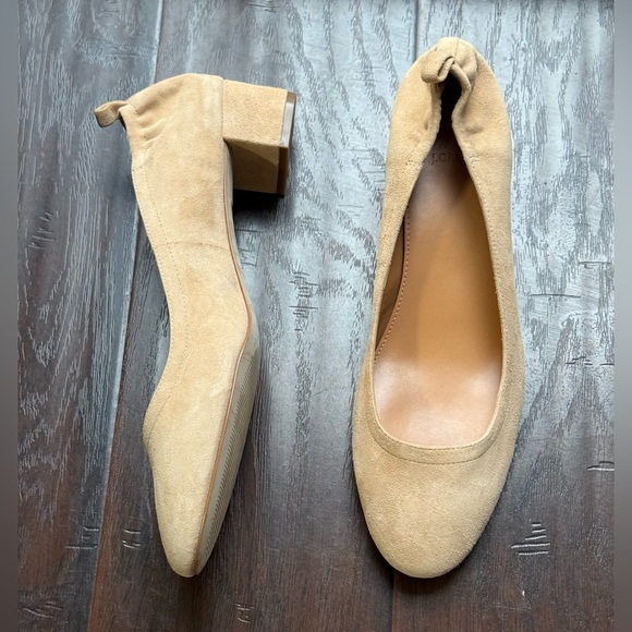 J Crew Women’s Anya Cream Suede Block Heels Size 12 - Picture 2 of 16